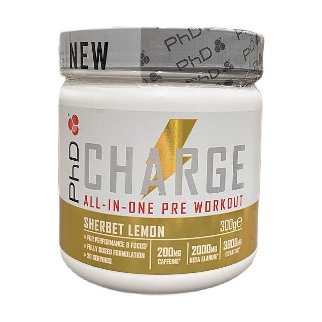 PhD Charge All - In - One Pre - Workout Sherbet Lemon 300 g Pre - Workout - Sklep Witaminki.pl