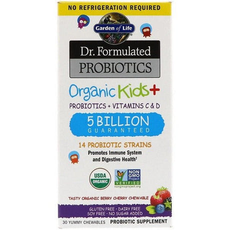 Probiotyk dla Dzieci Garden of Life Dr. Formulated Probiotics Organic Kids+ Berry Cherry 30 chewables - Sklep Witaminki.pl