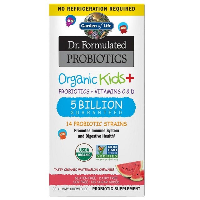 Probiotyk dla Dzieci Garden of Life Dr. Formulated Probiotics Organic Kids+ Watermelon 30 chewables - Sklep Witaminki.pl