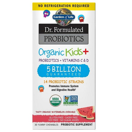 Probiotyk dla Dzieci Garden of Life Dr. Formulated Probiotics Organic Kids+ Watermelon 30 chewables - Sklep Witaminki.pl