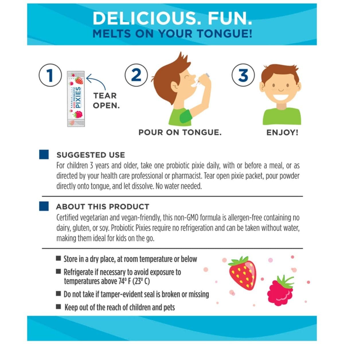 Nordic Naturals Kids Nordic Flora Probiotic Pixies 30 saszetek Truskawka & Malina Probiotyk dla Dzieci - Sklep Witaminki.pl