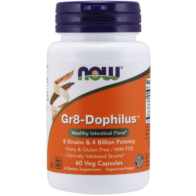 Probiotyk wieloszczepowy NOW Foods GR8-Dophillus 60 vcaps - Sklep Witaminki.pl
