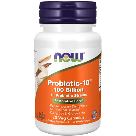 Probiotyk wieloszczepowy NOW Foods Probiotic-10 100 Billion 30 vcaps - Sklep Witaminki.pl