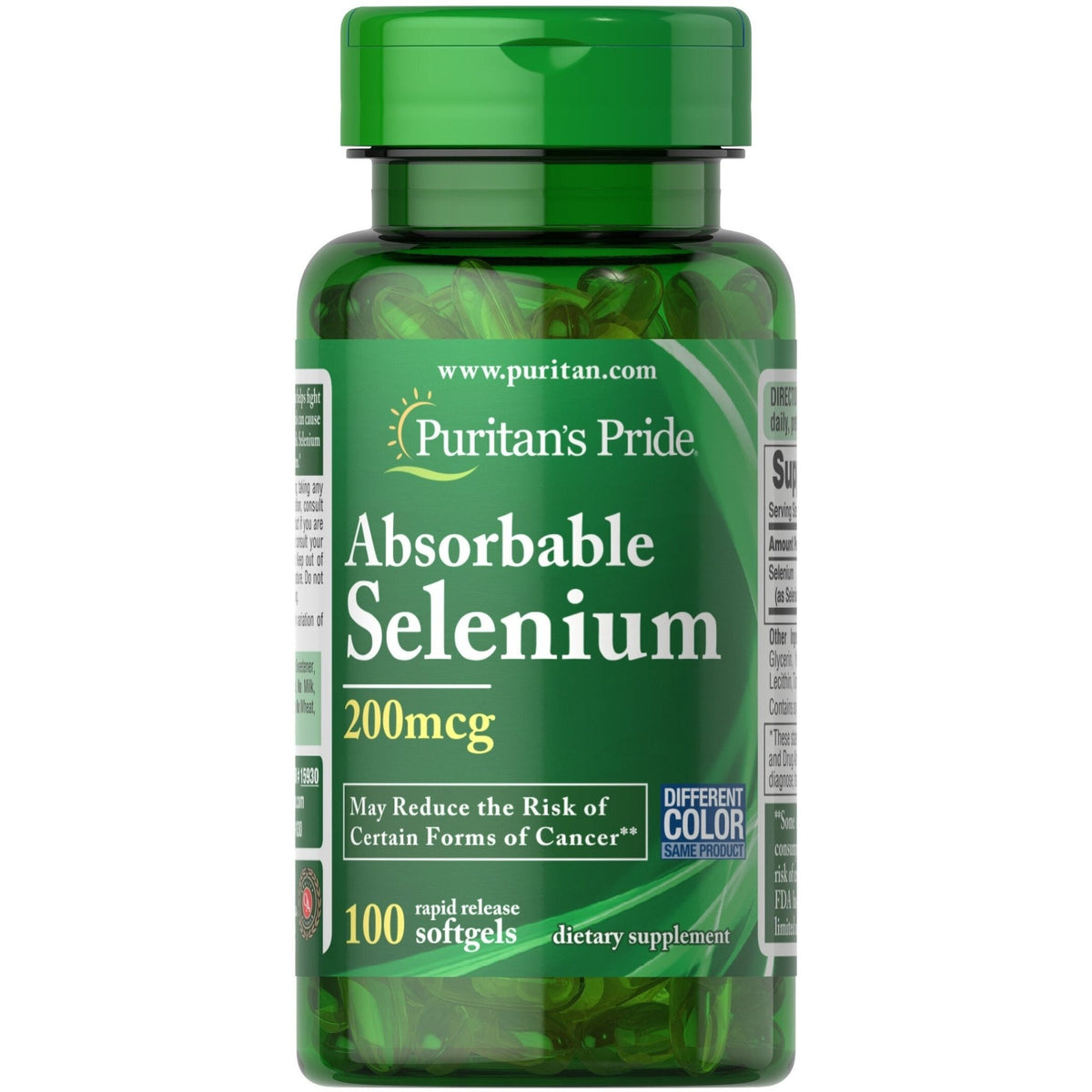 Puritan's Pride Absorbable Selenium 200 mcg 100 softgels Selen - Sklep Witaminki.pl