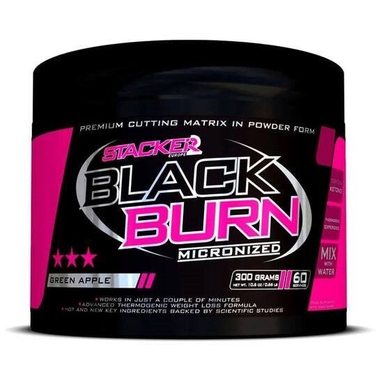 Spalacz tłuszczu Stacker2 Europe Black Burn Micronized Green Apple 300 g - Sklep Witaminki.pl