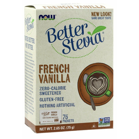 Stewia NOW Foods Better Stevia Packets French Vanilla 75 packets - Sklep Witaminki.pl