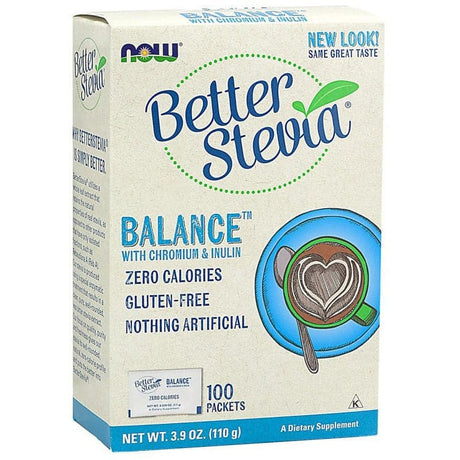 Stewia NOW Foods BetterStevia Balance with Chromium & Inulin 100 packets - Sklep Witaminki.pl