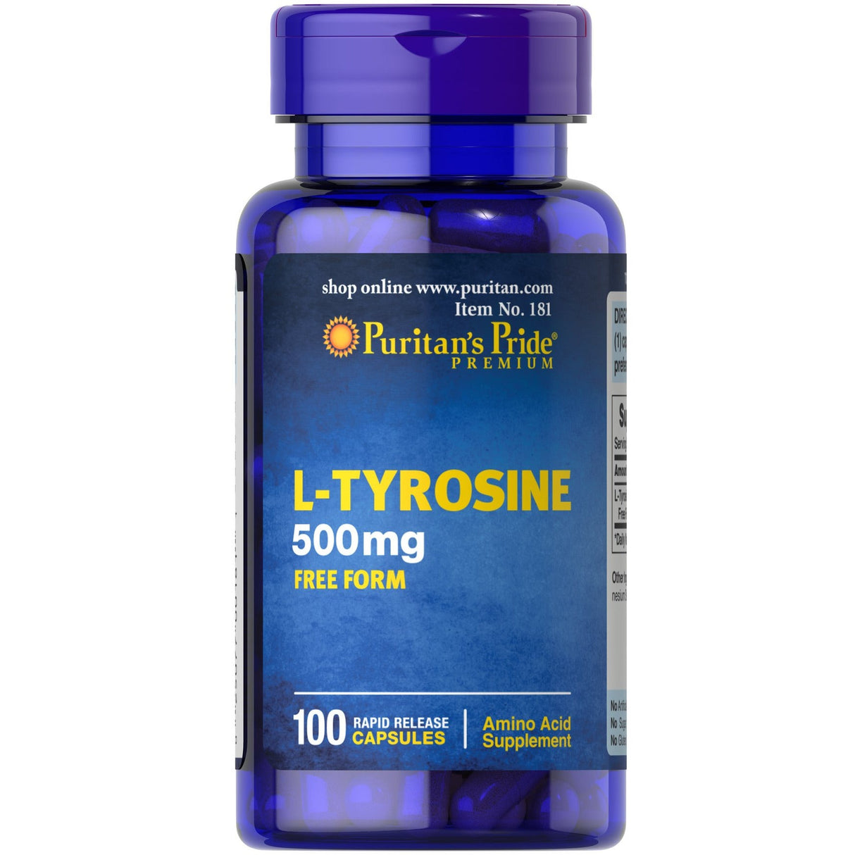 Puritan's Pride L - Tyrosine 500 mg 100 caps Tyrozyna - Sklep Witaminki.pl