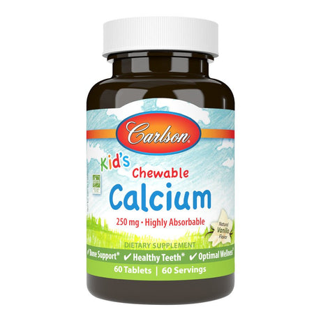 Wapń dla Dzieci Carlson Labs Kid's Chewable Calcium 250mg 60 tabs Vanilla - Sklep Witaminki.pl