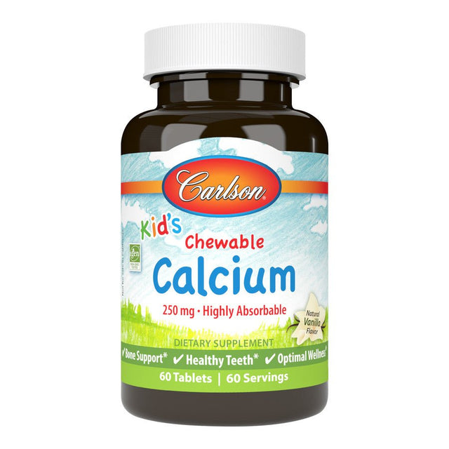 Wapń dla Dzieci Carlson Labs Kid's Chewable Calcium 250mg 60 tabs Vanilla - Sklep Witaminki.pl