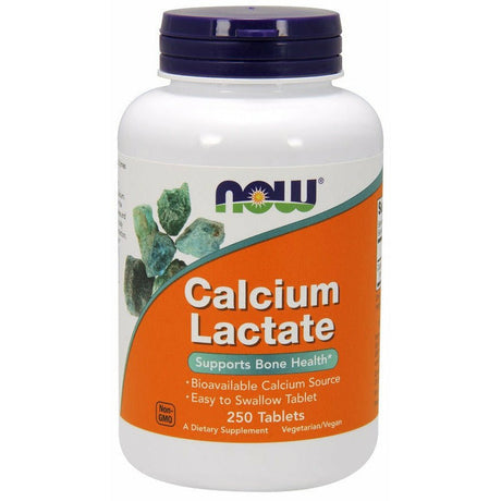 Wapń NOW Foods Calcium Lactate 250 tablets - Sklep Witaminki.pl