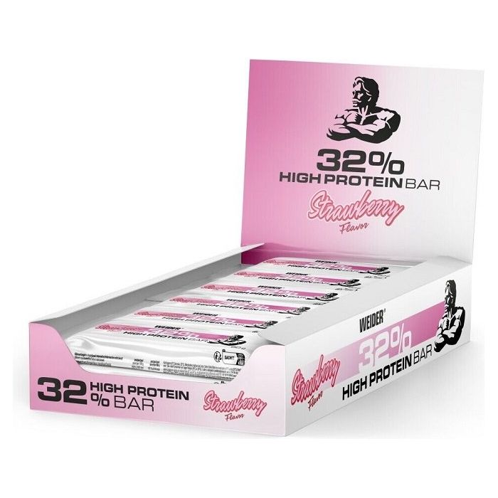 Weider 32% High Protein Bar 12 x 60 g Strawberry - Sklep Witaminki.pl