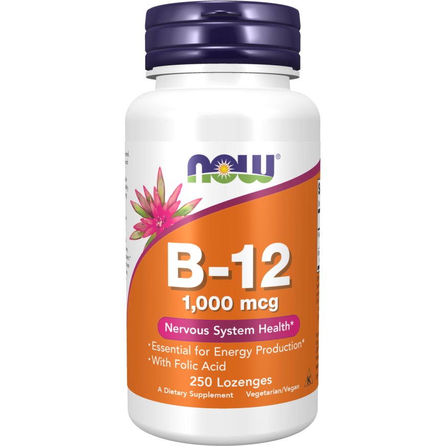 NOW Foods Vitamin B - 12 1000 mcg 100 lozenges Witamina B12 - Kobalamina - Sklep Witaminki.pl