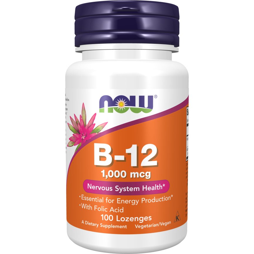NOW Foods Vitamin B - 12 1000 mcg 100 lozenges Witamina B12 - Kobalamina - Sklep Witaminki.pl