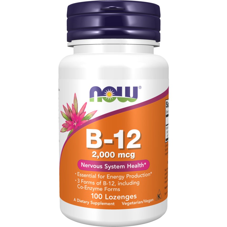 NOW Foods Vitamin B - 12 2000 mcg 100 lozenges Witamina B12 - Kobalamina - Sklep Witaminki.pl