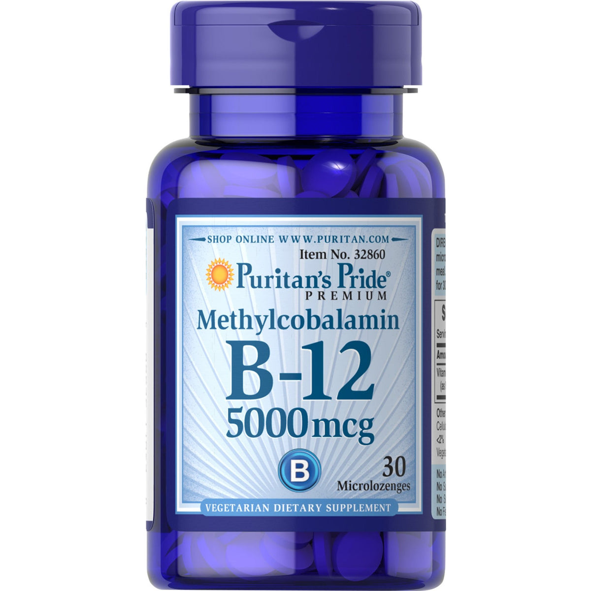 Puritan's Pride B - 12 5000 mcg 30 lozenges Witamina B12 - Kobalamina - Sklep Witaminki.pl