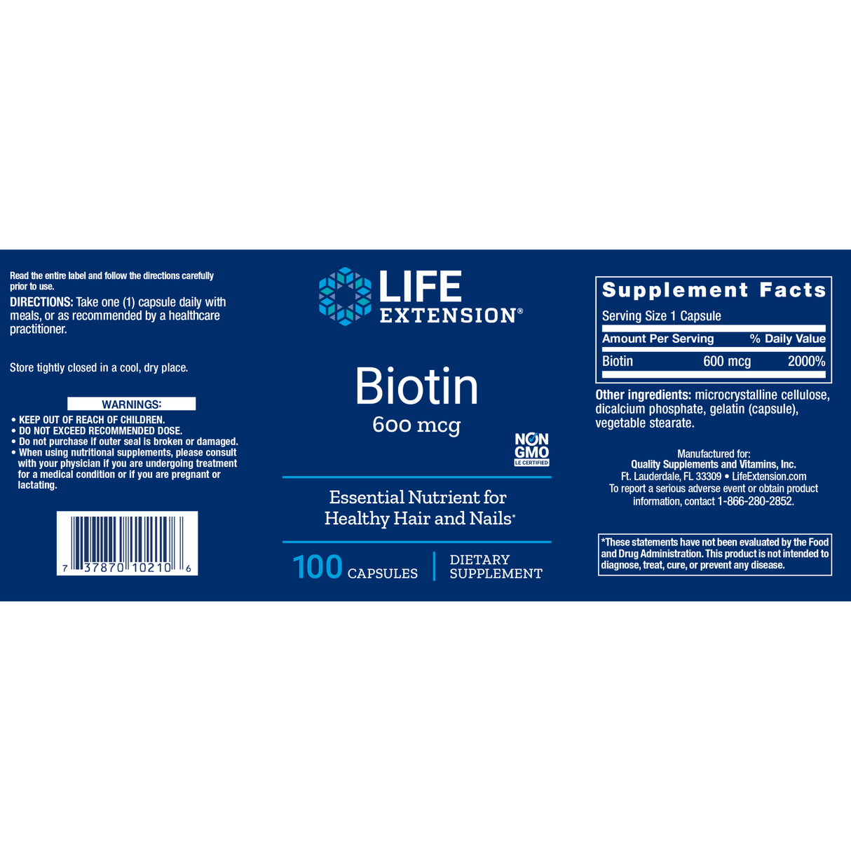 Life Extension Vitamin B3 Niacin 500 mg 100 caps Witamina B3 - Niacyna - Sklep Witaminki.pl