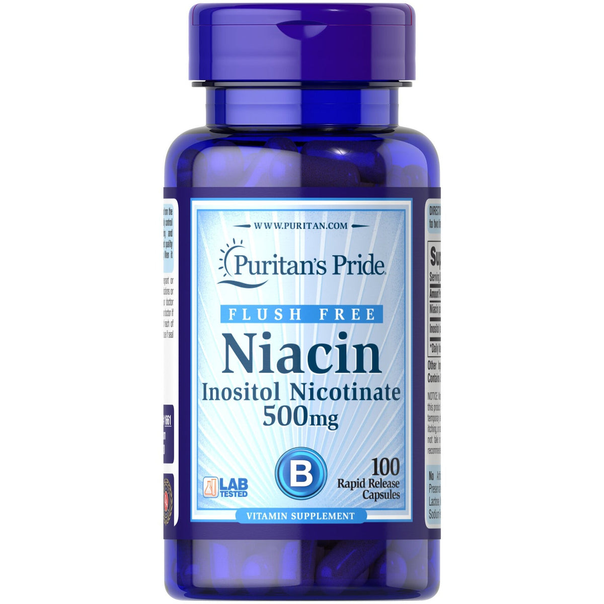 Puritan's Pride Niacin 500 mg 100 caps Witamina B3 - Niacyna - Sklep Witaminki.pl