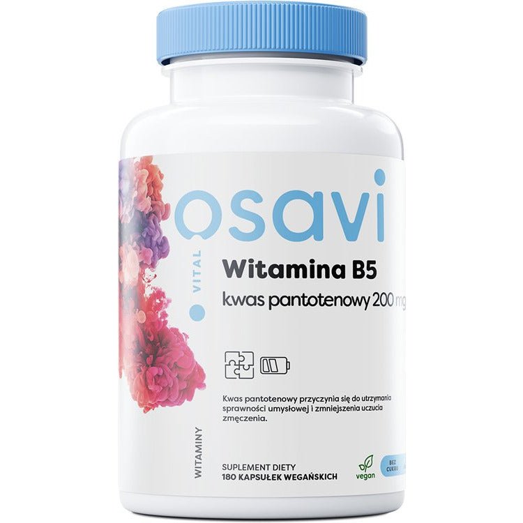 Witamina B5 - Kwas pantotenowy Osavi Witamina B5 Kwas Pantotenowy 200mg 180 vegan caps - Sklep Witaminki.pl