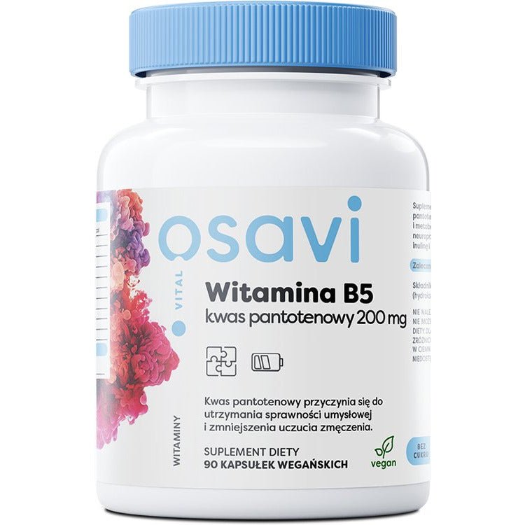 Witamina B5 - Kwas pantotenowy Osavi Witamina B5 Kwas Pantotenowy 200mg 90 vegan caps - Sklep Witaminki.pl