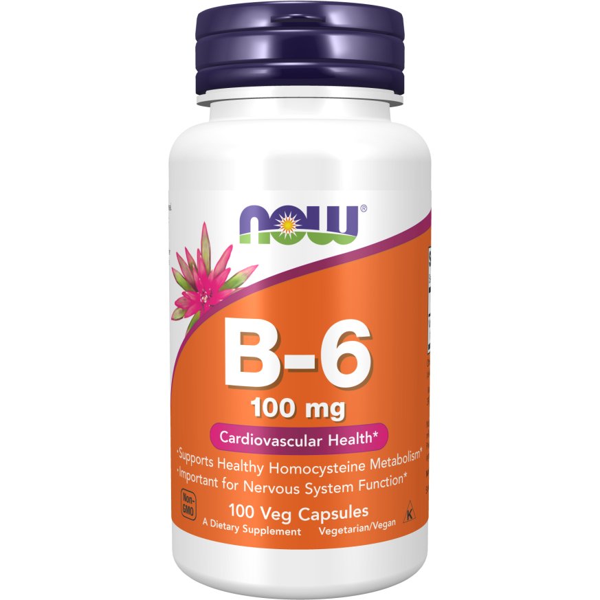 NOW Foods Vitamin B - 6 100 mg 100 caps Witamina B6 - Pirydoksyna - Sklep Witaminki.pl