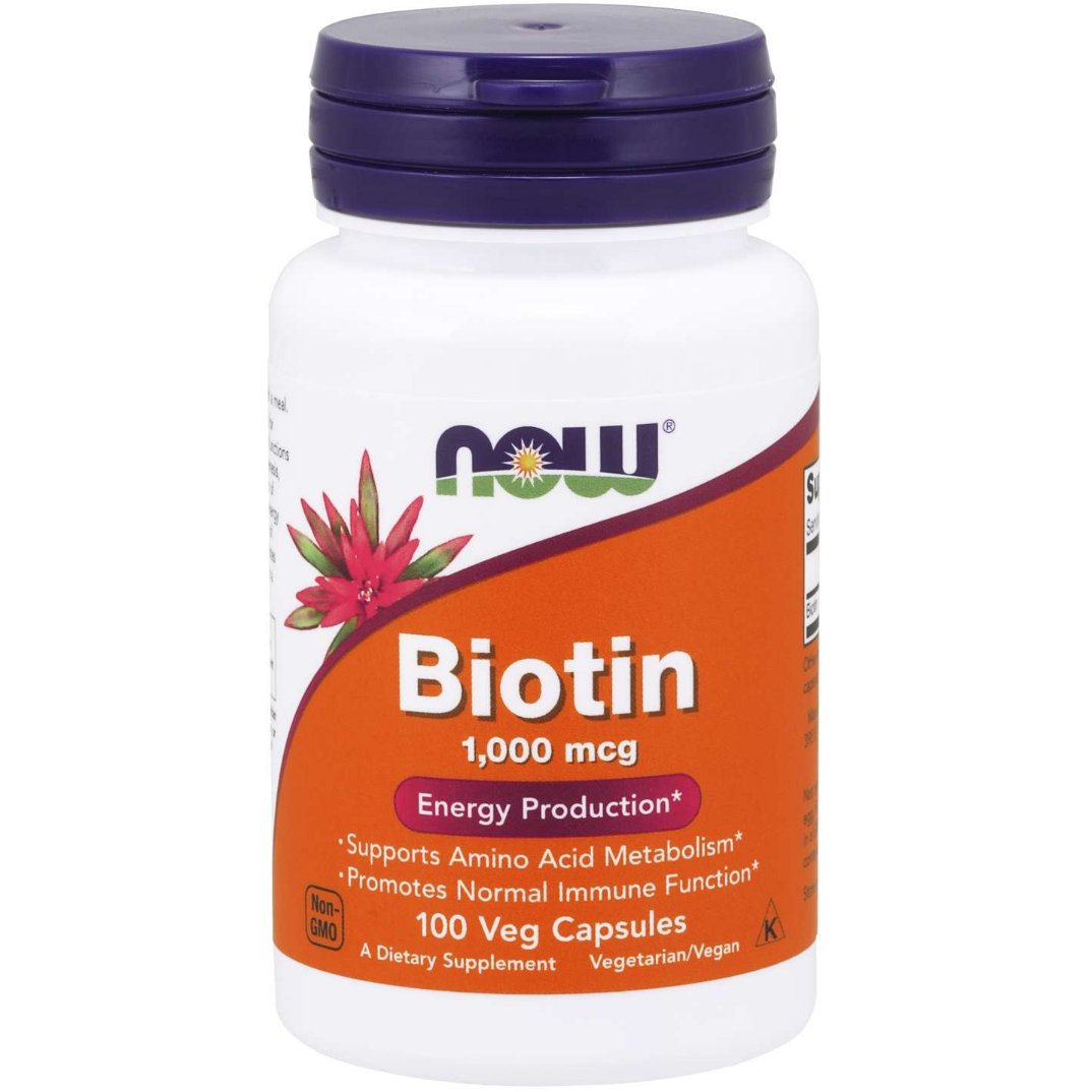 Witamina B7 - Biotyna NOW Foods Biotin 1000 mcg 100 vcaps - Sklep Witaminki.pl