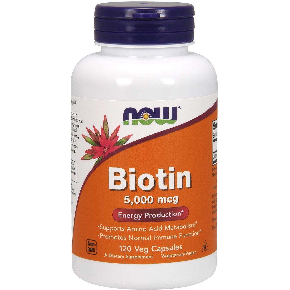 NOW Foods Biotin 5000 mcg 120 vcaps Witamina B7 - Biotyna - Sklep Witaminki.pl
