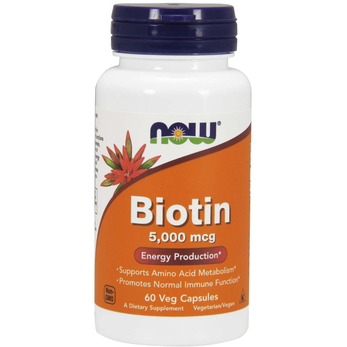 NOW Foods Biotin 5000 mcg 60 vcaps Witamina B7 - Biotyna - Sklep Witaminki.pl