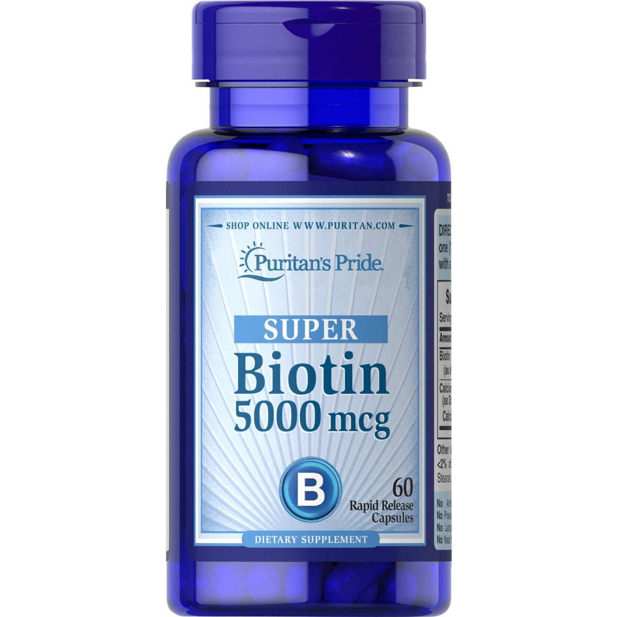 Puritan's Pride Biotin 5000 mcg 60 caps Witamina B7 - Biotyna - Sklep Witaminki.pl