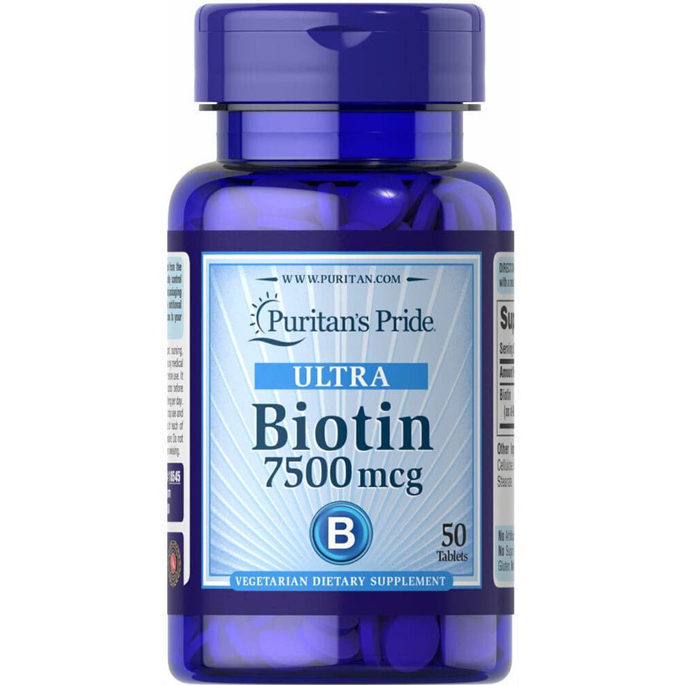 Puritan's Pride Biotin 7500 mcg 50 tabs Witamina B7 - Biotyna - Sklep Witaminki.pl