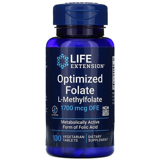 Witamina B9 / B11 - Kwas Foliowy Life Extension Optimized Folate 1700 mcg 100 vegetarian tabs - Sklep Witaminki.pl