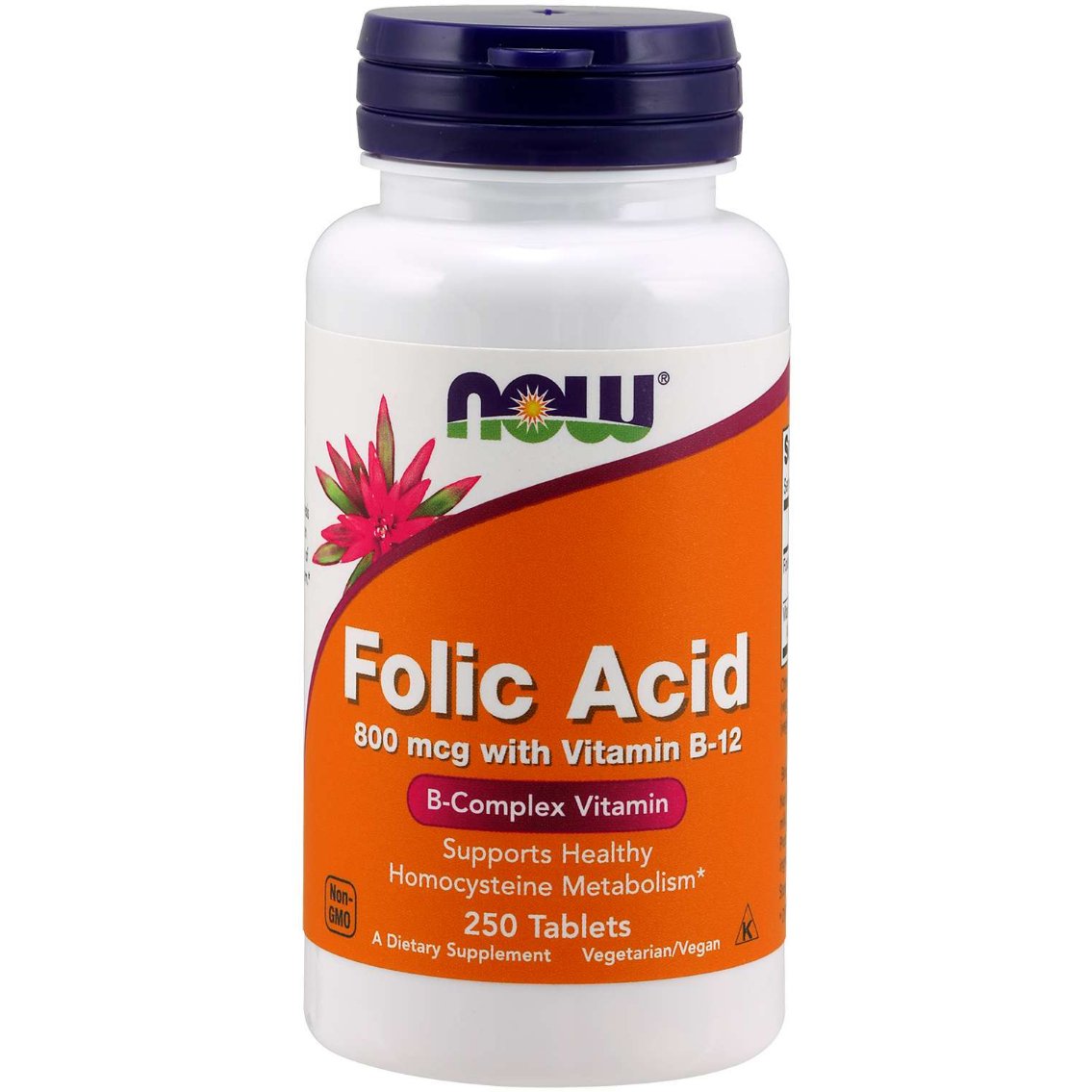NOW Foods Folic Acid with Vitamin B12 800 mcg 250 tabs Witamina B9 / B11 - Kwas Foliowy - Sklep Witaminki.pl