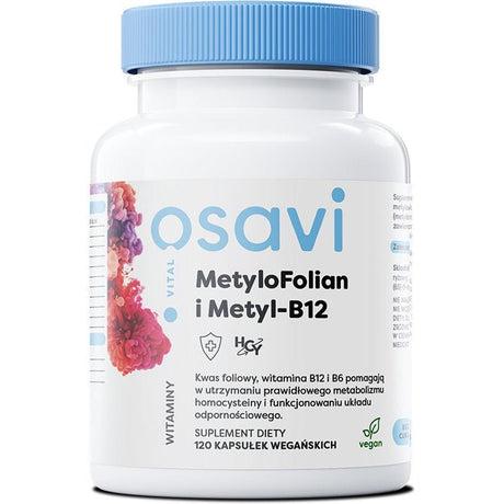 Witamina B9 / B11 - Kwas Foliowy Osavi MetyloFolian i Metyl-B12 120 vegan caps - Sklep Witaminki.pl