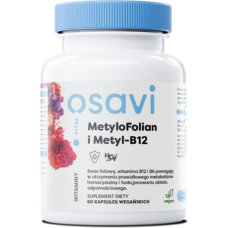 Witamina B9 / B11 - Kwas Foliowy Osavi MetyloFolian i Metyl-B12 60 vegan caps - Sklep Witaminki.pl