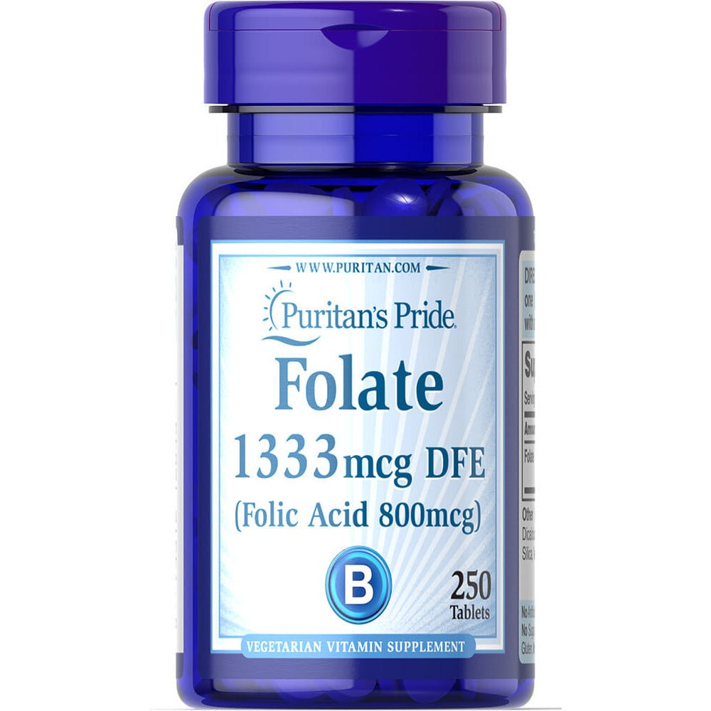 Witamina B9 / B11 - Kwas Foliowy Puritan's Pride Folate 1333 mcg DFE (Folic Acid 800 mcg) 250 tabs - Sklep Witaminki.pl