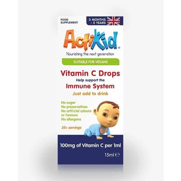 ActiKid Vitamin C Drops Unflavoured 15 ml Witamina C dla dzieci - Sklep Witaminki.pl