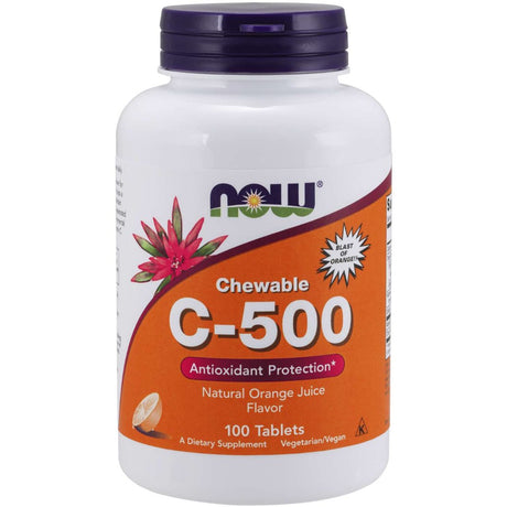 Witamina C NOW Foods Vitamin C-500 Chewable Tablets 100 chewables Pomarańcza - Sklep Witaminki.pl