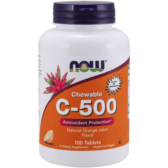 Witamina C NOW Foods Vitamin C-500 Chewable Tablets 100 chewables Pomarańcza - Sklep Witaminki.pl