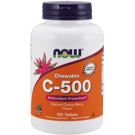 Witamina C NOW Foods Vitamin C-500 Chewable Tablets 100 chewables Wieloowocowy - Sklep Witaminki.pl