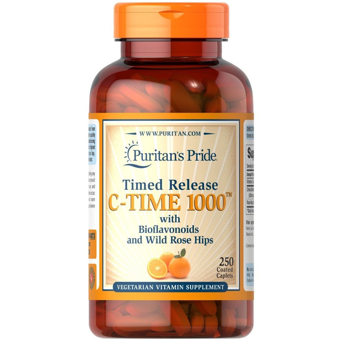 Puritan's Pride C - Time 1000 with Bioflavonoids and Wild Rose Hips 250 tabs Witamina C - Sklep Witaminki.pl