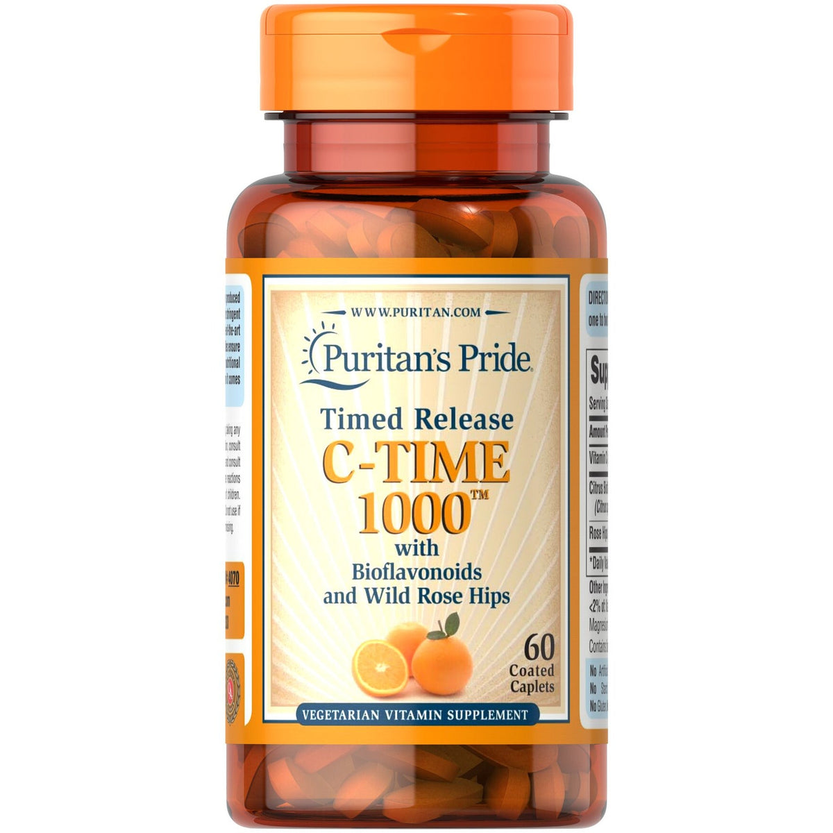 Puritan's Pride C - Time 1000 with Bioflavonoids and Wild Rose Hips 60 tabs Witamina C - Sklep Witaminki.pl