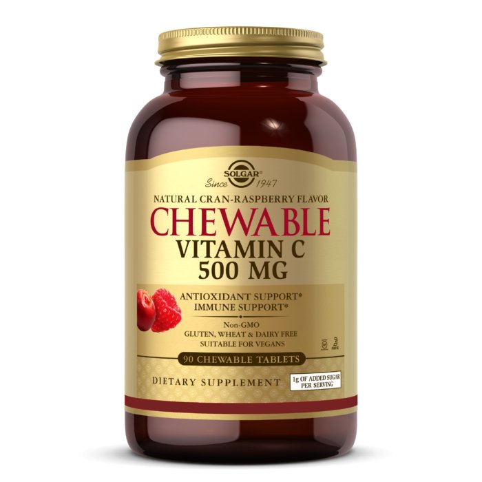 Solgar Chewable Vitamin C 500 mg 90 chewable tabs Żurawinowo - malinowy Witamina C - Sklep Witaminki.pl
