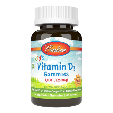 Witamina D3 dla Dzieci Carlson Labs Kid's Vitamin D3 Gummies 1000 IU 60 gummies Fruit - Sklep Witaminki.pl