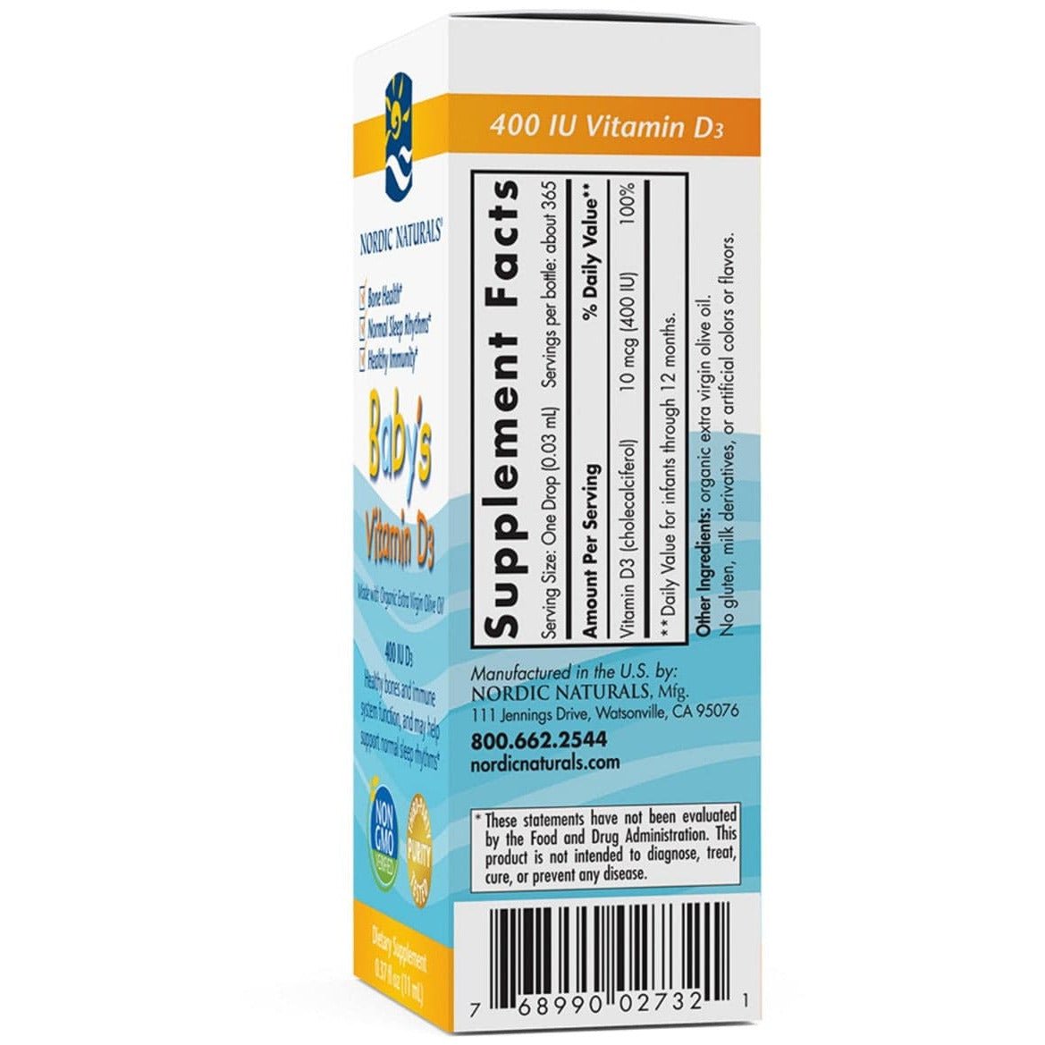 Nordic Naturals Baby's Vitamin D3 11 ml Witamina D3 dla Niemowląt - Sklep Witaminki.pl