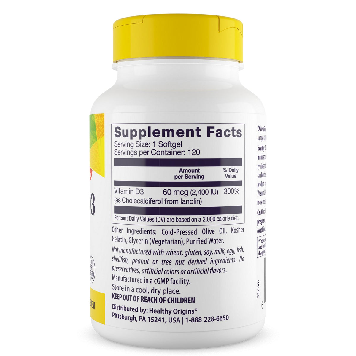 Healthy Origins Vitamin D3 2400 IU 120 softgels Witamina D3 - Sklep Witaminki.pl