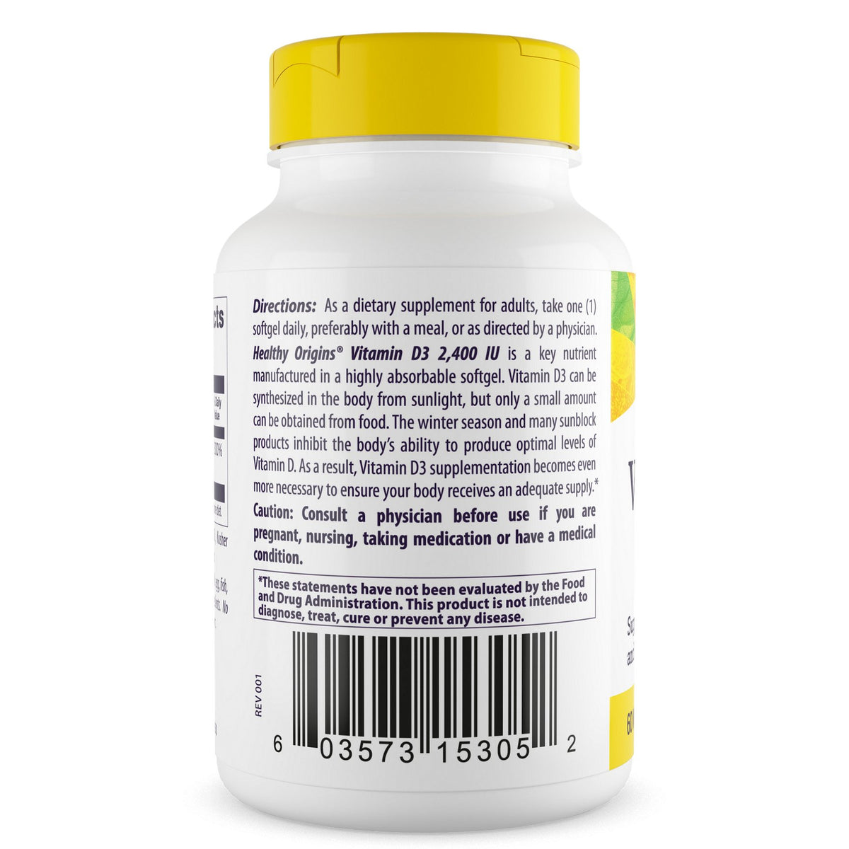 Healthy Origins Vitamin D3 2400 IU 120 softgels Witamina D3 - Sklep Witaminki.pl