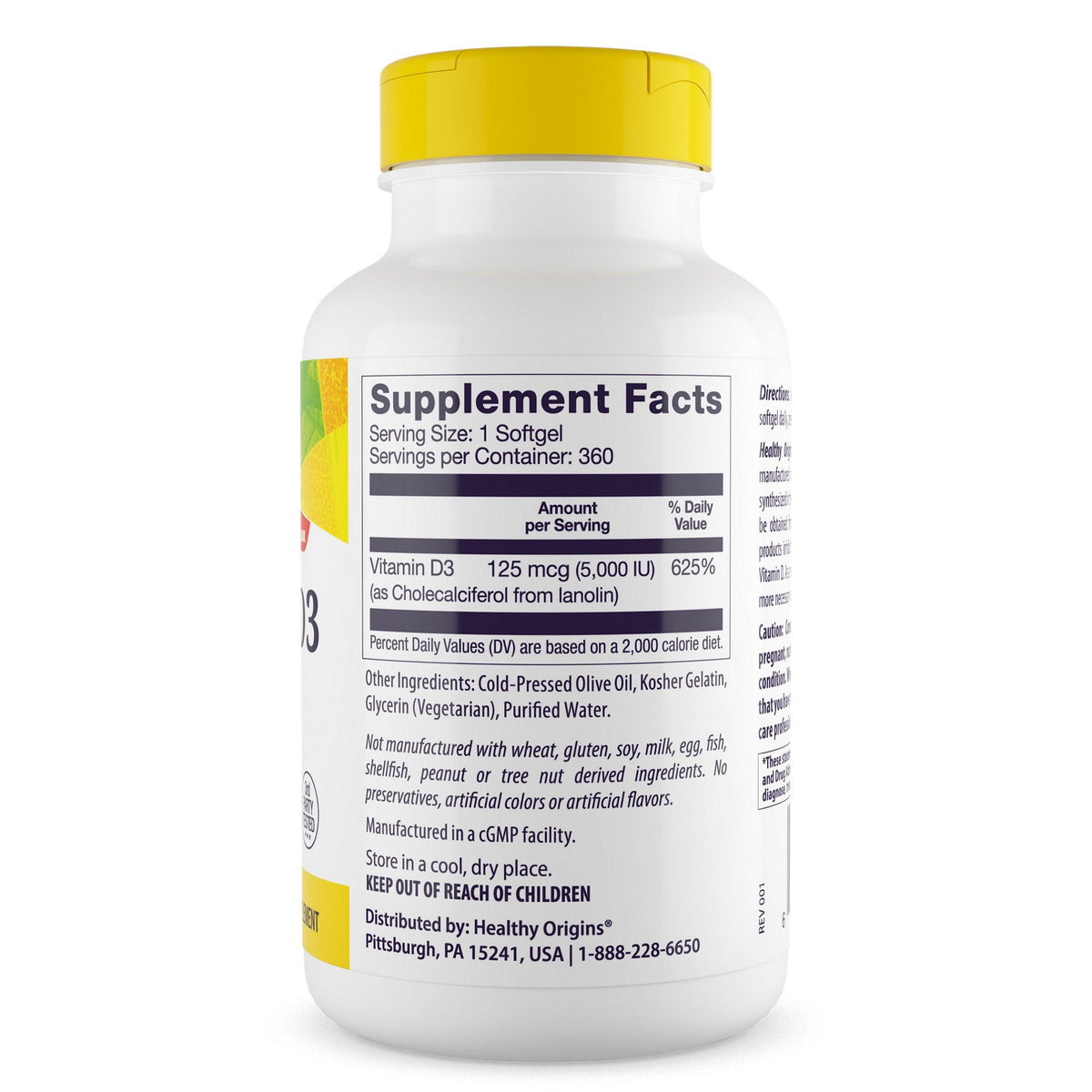 Healthy Origins Vitamin D3 5000 IU 360 softgels Witamina D3 - Sklep Witaminki.pl