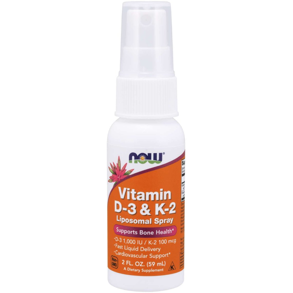 NOW Foods Vitamin D - 3 & K - 2 Liposomal Spray 59 ml Witamina D3 + K2 - Sklep Witaminki.pl