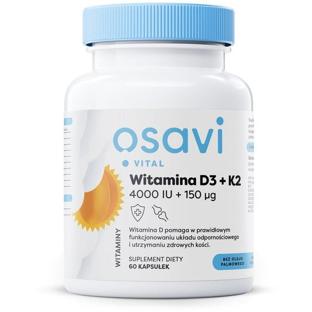 Witamina D3 + K2 Osavi Witamina D3 + K2 4000IU + 150mcg 60 softgels - Sklep Witaminki.pl