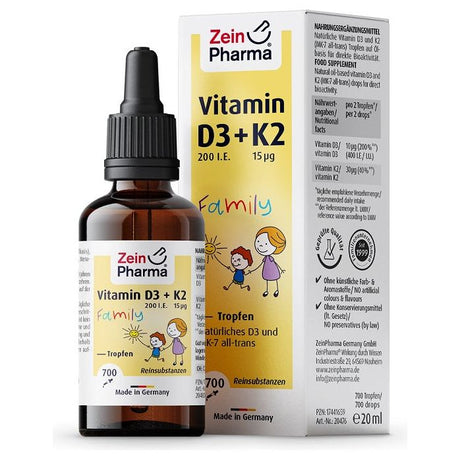 Witamina D3 + K2 Zein Pharma Vitamin D3 + K2 Family Drops 20 ml - Sklep Witaminki.pl
